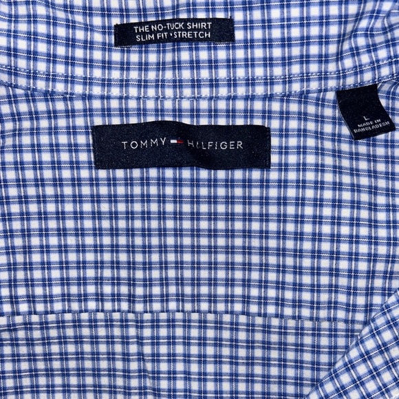Tommy Hilfiger slim fit, no tuck size large button up. EUC. Blue and white - Picture 2 of 3